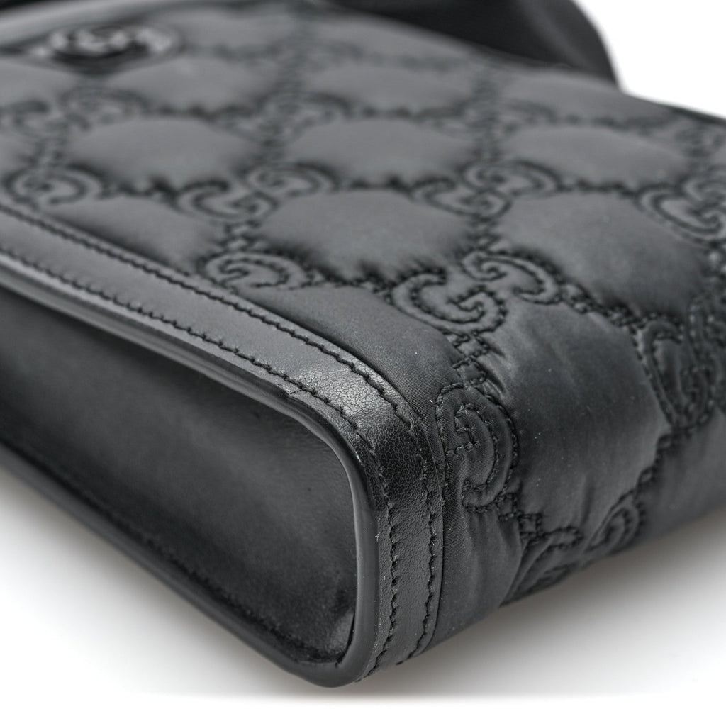 Nylon Calfskin Enamel GG Matelasse Mini Top Slip Handle Crossbody Bag Black