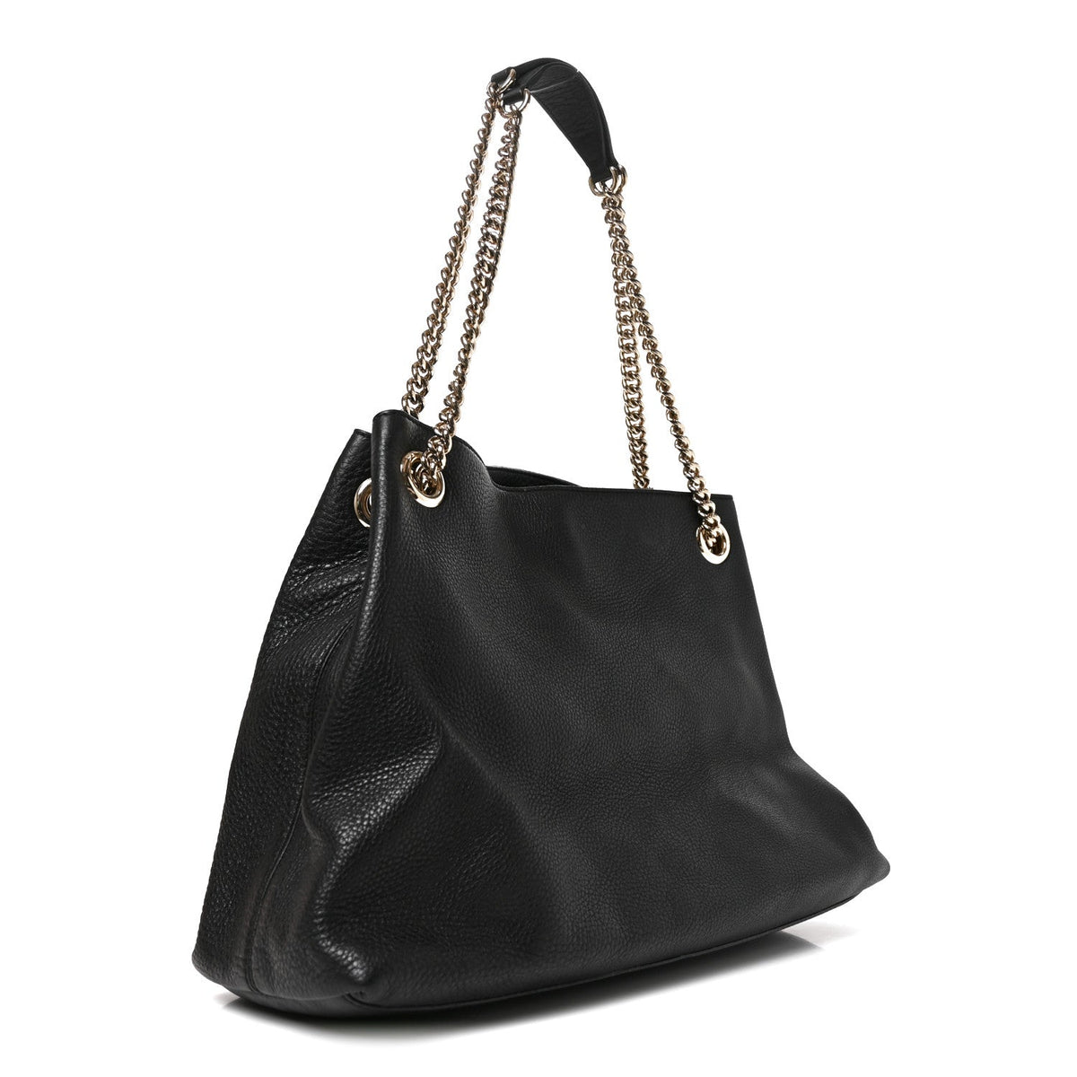 Pebbled Calfskin Medium Soho Chain Shoulder Bag Black