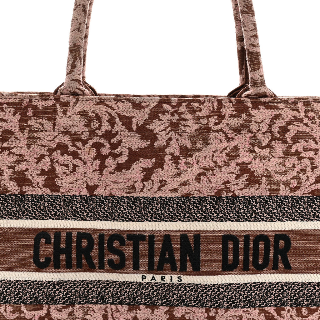 Canvas Embroidered Medium Brocart Book Tote Metallic Pink