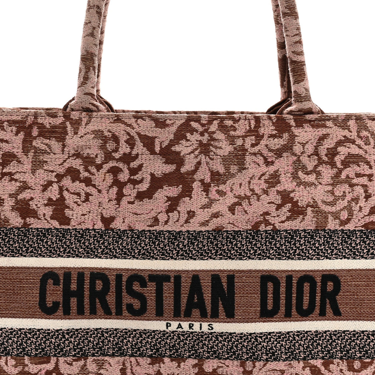 Canvas Embroidered Medium Brocart Book Tote Metallic Pink