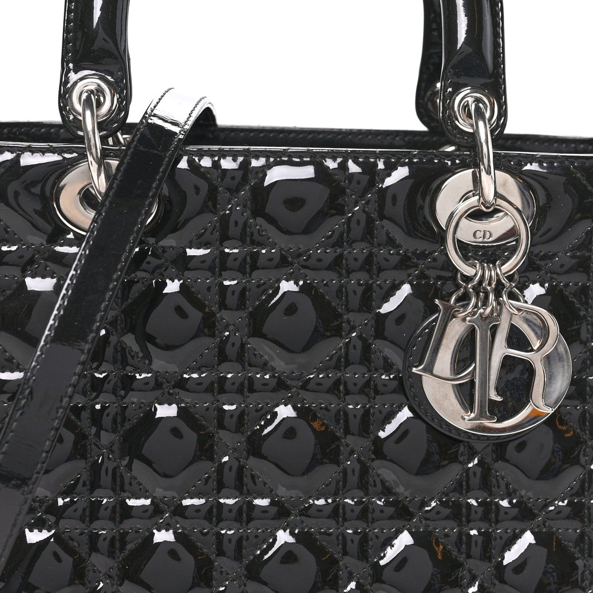 Patent Cannage Medium Lady Dior Black