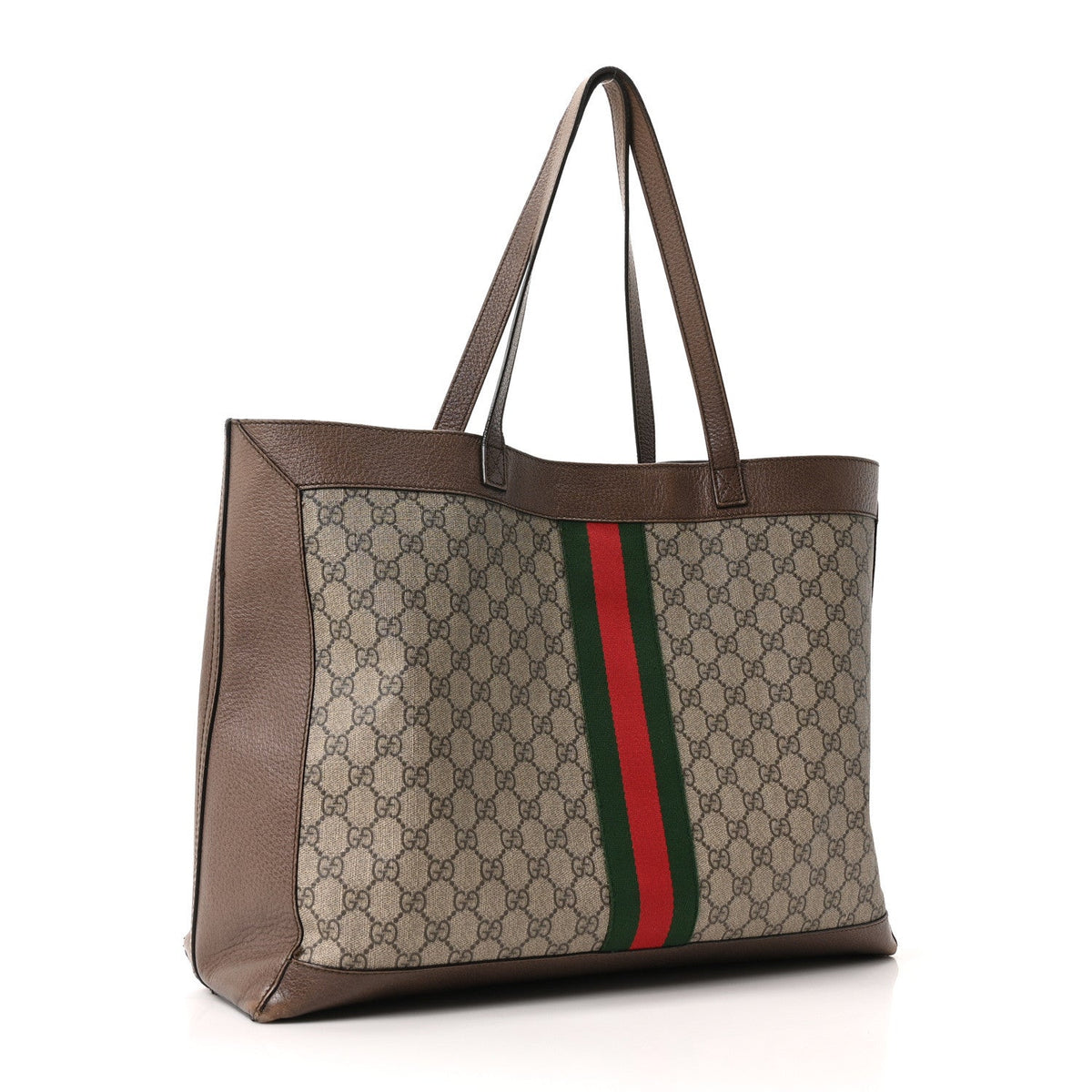 GG Supreme Monogram Web Ophidia Tote Brown