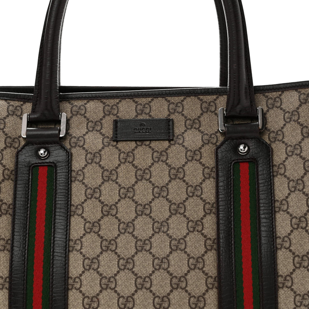 GG Plus Monogram Web Large Tote Dark Brown