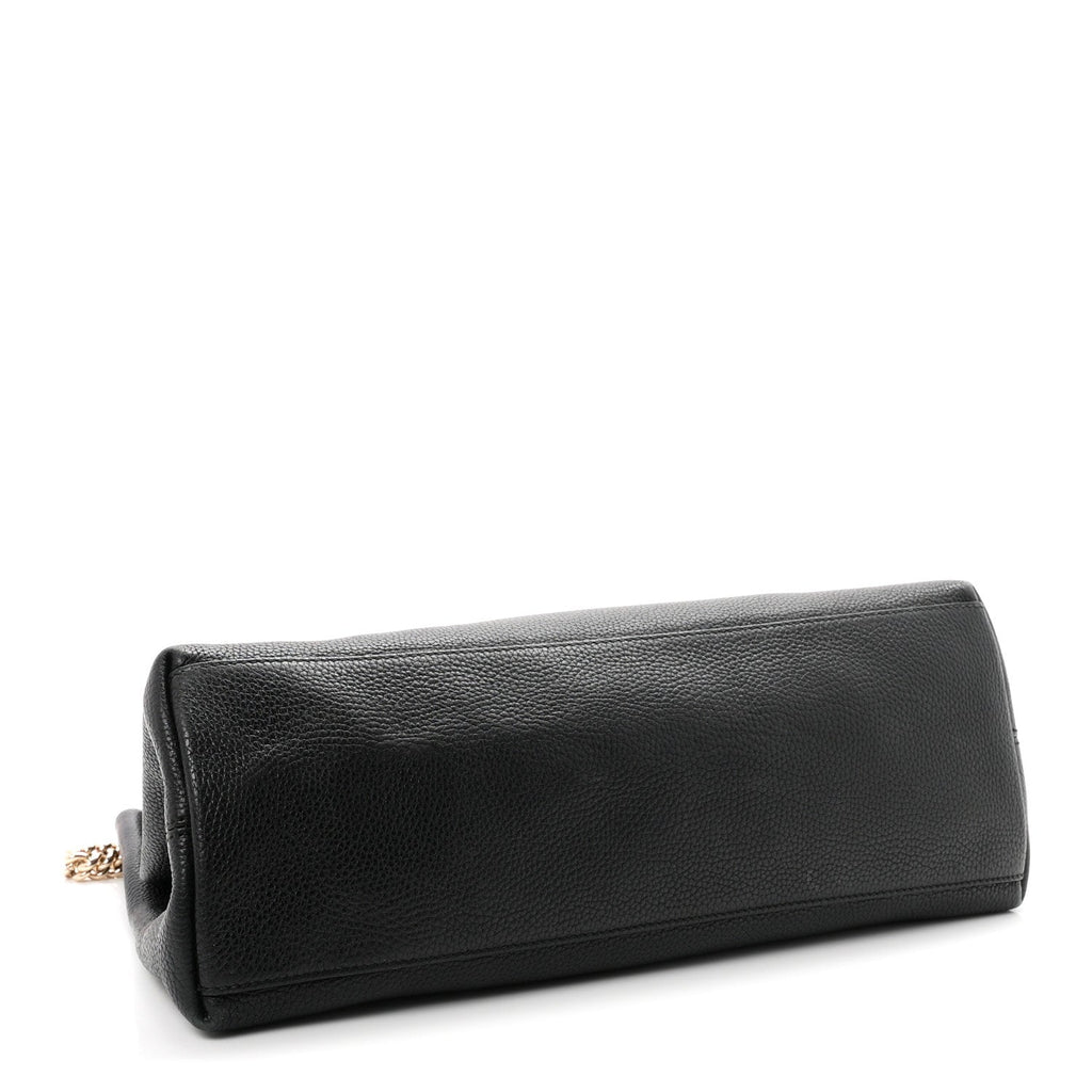 Pebbled Calfskin Medium Soho Chain Shoulder Bag Black