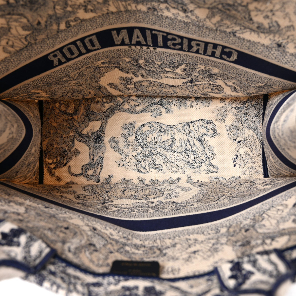 Canvas Embroidered Large Dioriviera Toile De Jouy Book Tote Blue