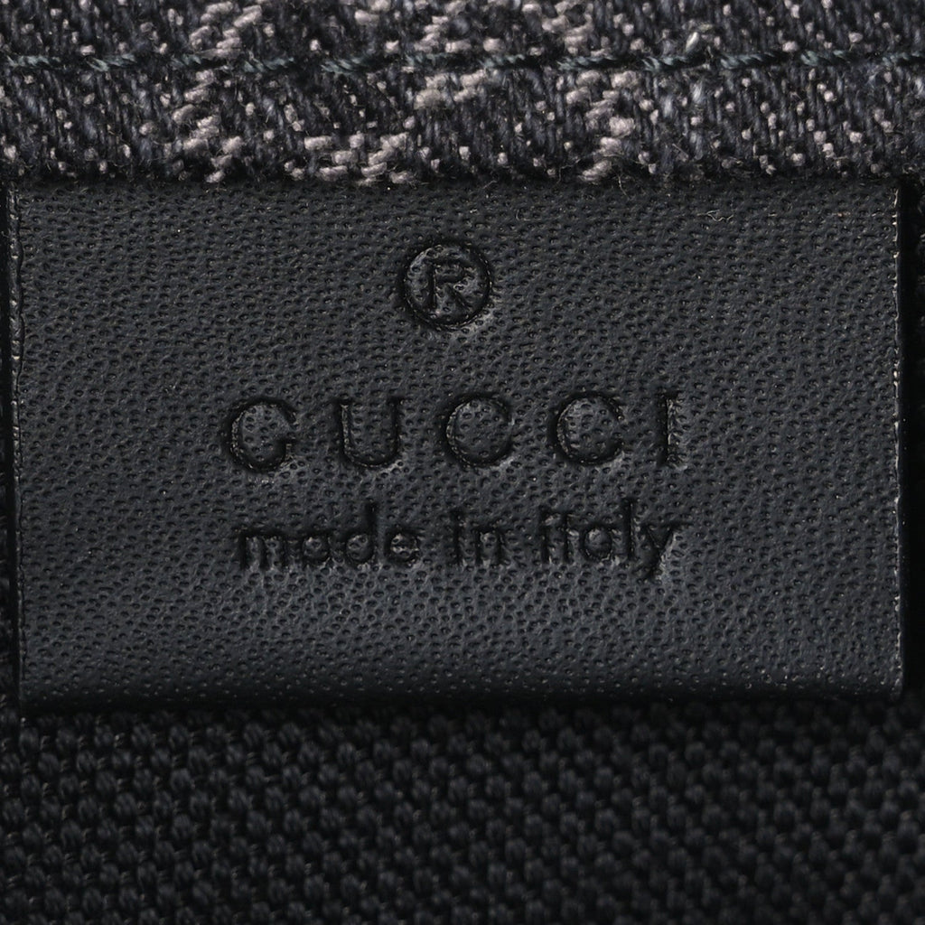 Denim Cuoio Harness GG Monogram Mini Ophidia Tote Bag Black Medium Grey