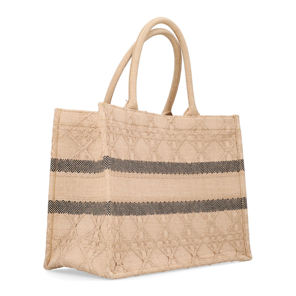 Raffia Cannage Medium Book Tote Natural