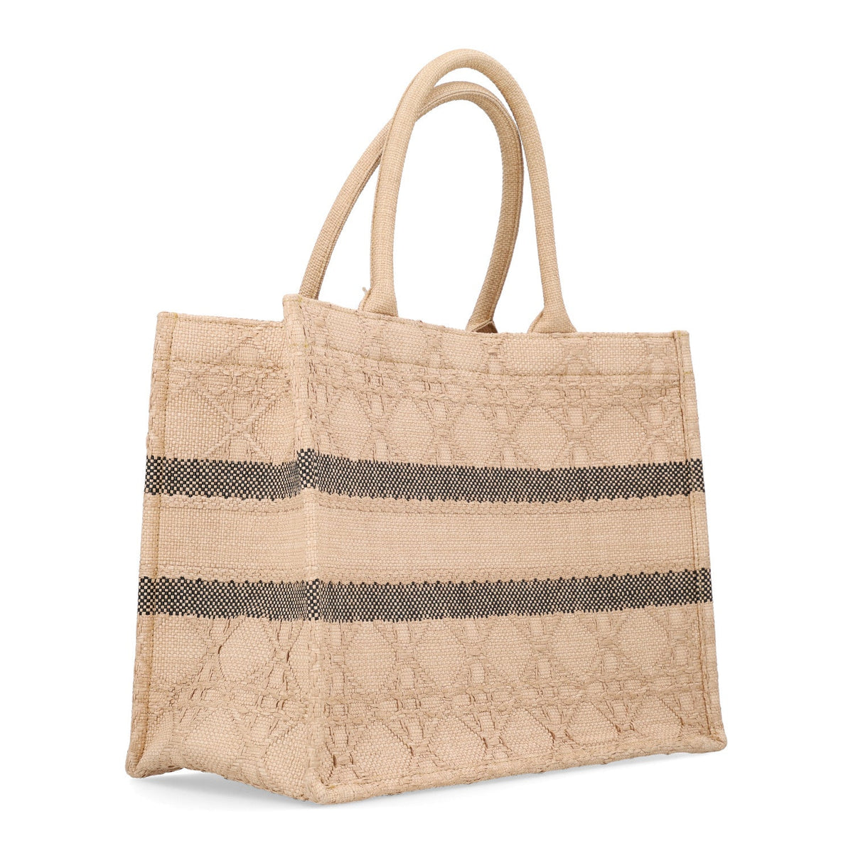 Raffia Cannage Medium Book Tote Natural