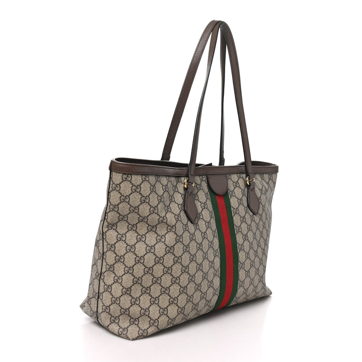 GG Supreme Monogram Medium Ophidia Shopping Tote Brown