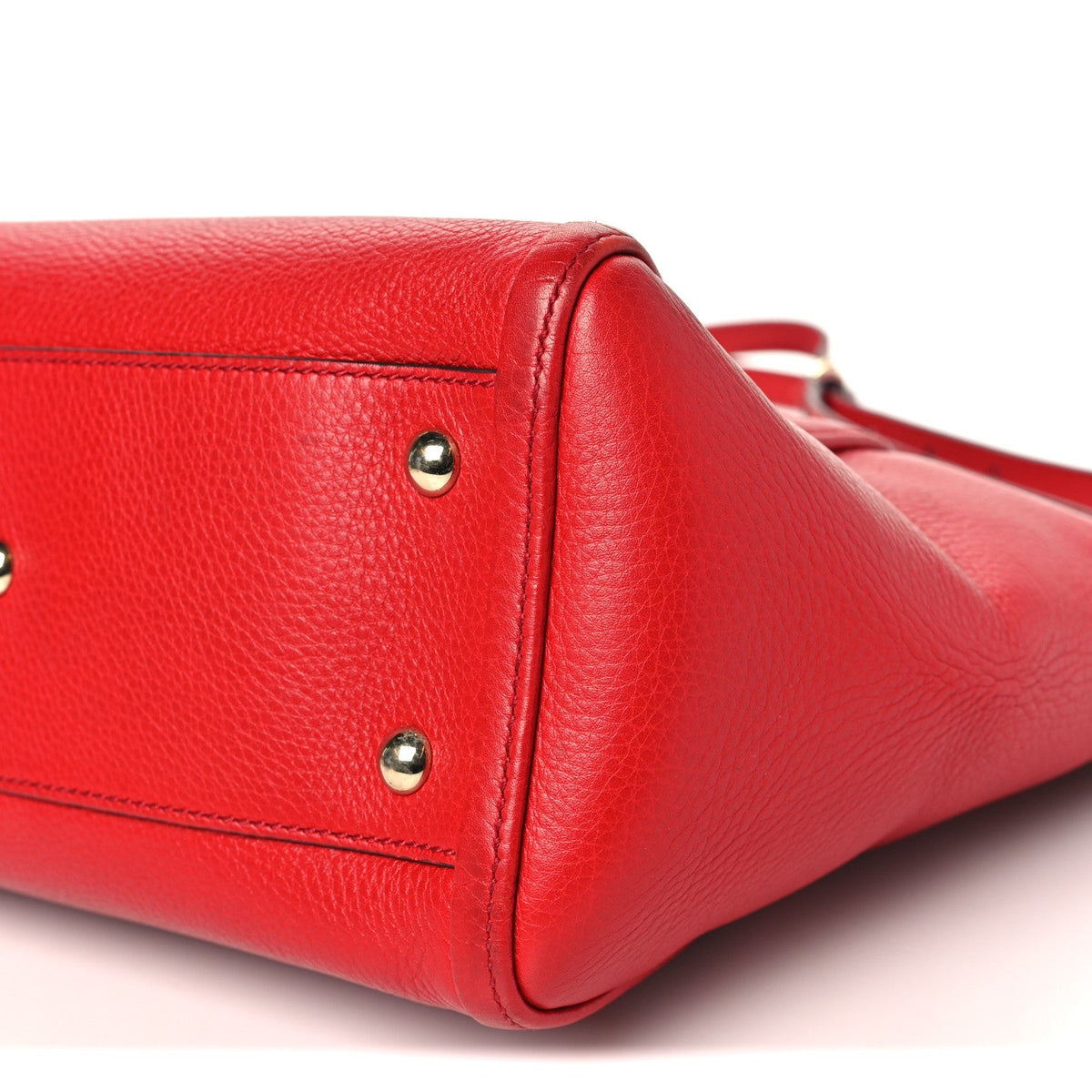 Pebbled Calfskin Small Soho Top Handle Bag Red