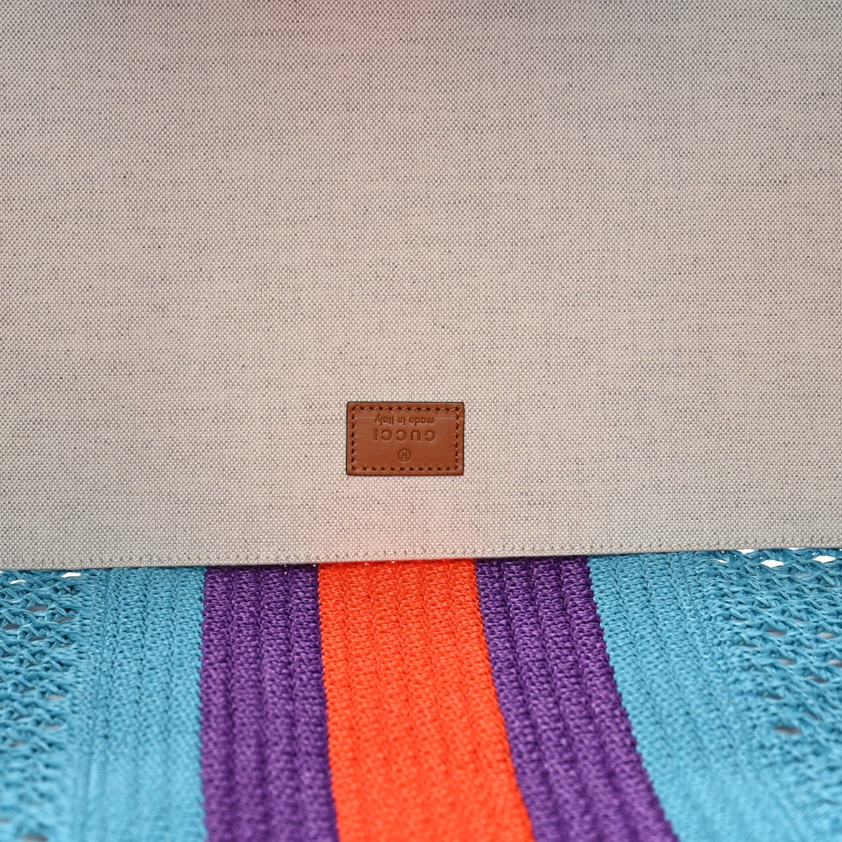 Raffia Web Woven Interlocking G Tote Blue Multicolor