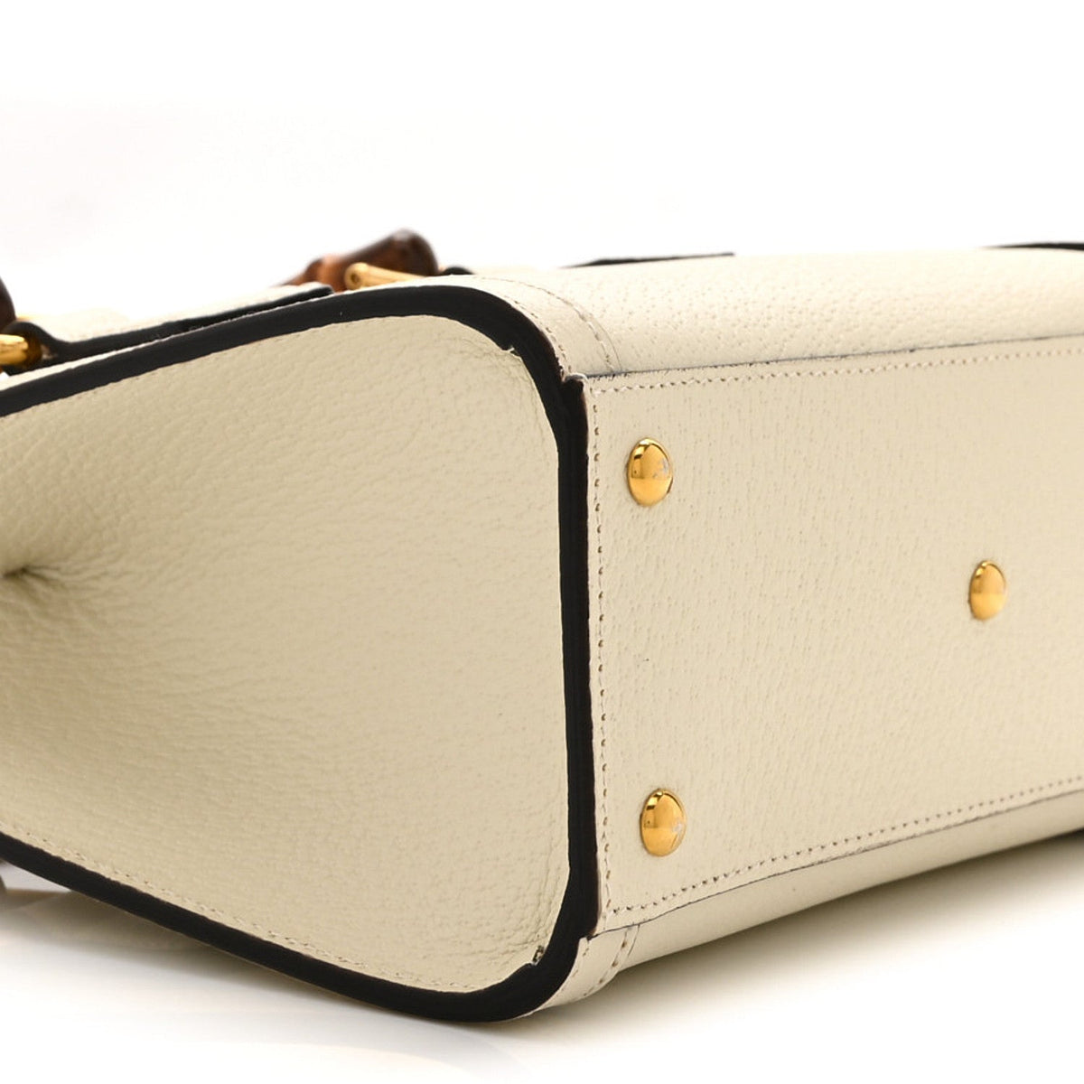 Textured Calfskin Web Mini Diana Tote Bag Mystic White