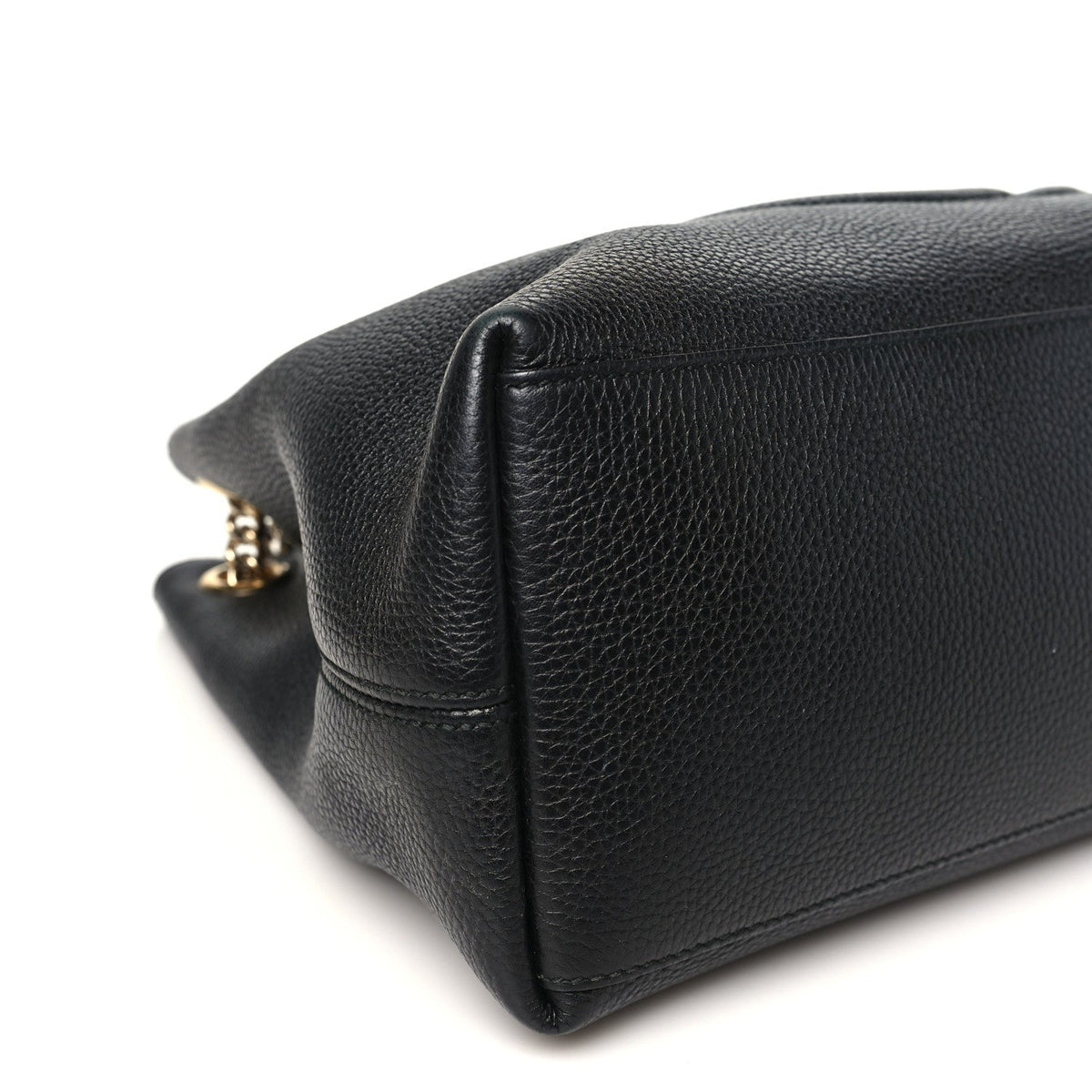 Pebbled Calfskin Medium Soho Chain Shoulder Bag Black