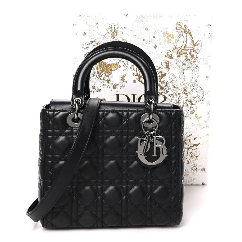 Lambskin Cannage Medium Lady Dior Black