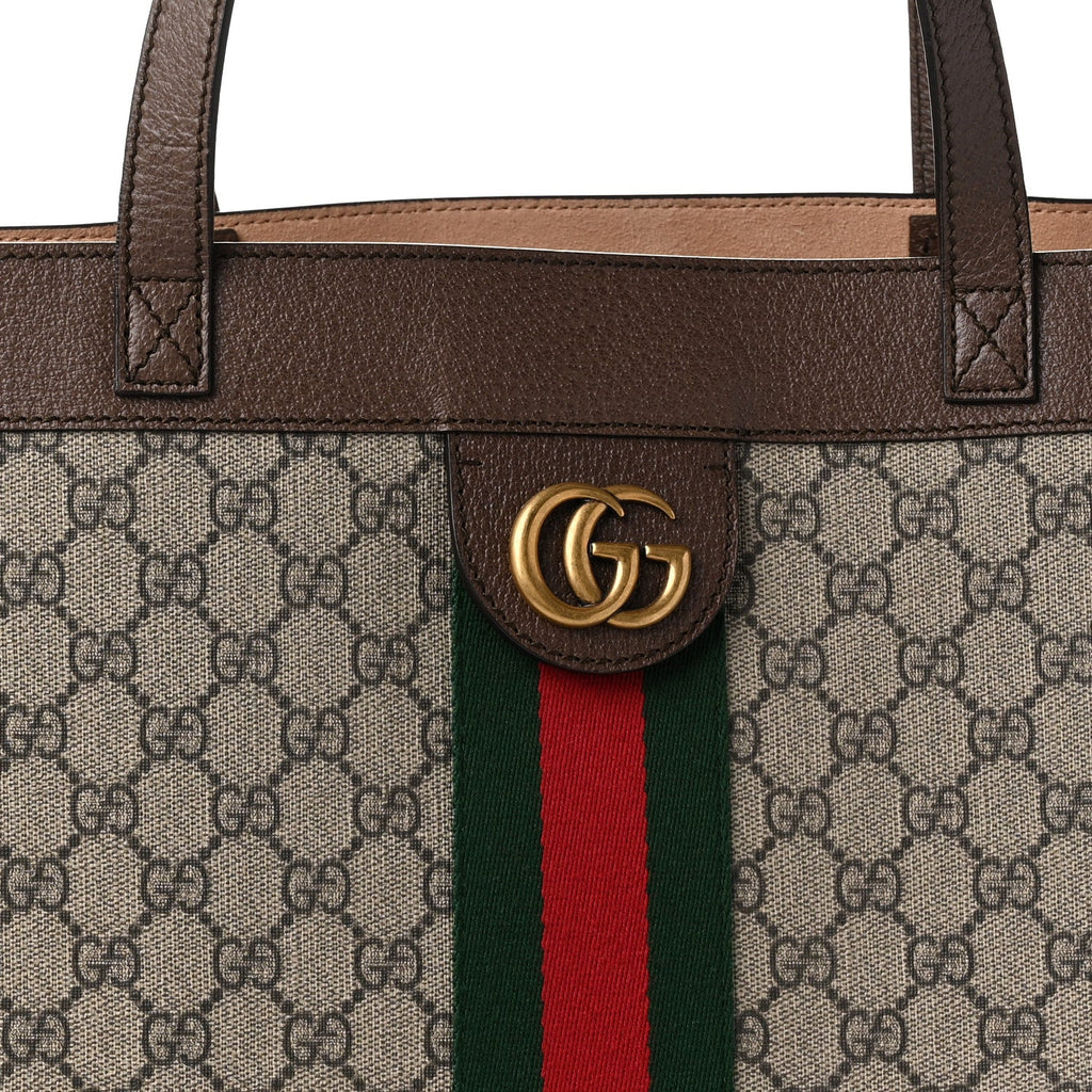 GG Supreme Monogram Web Ophidia Tote Brown