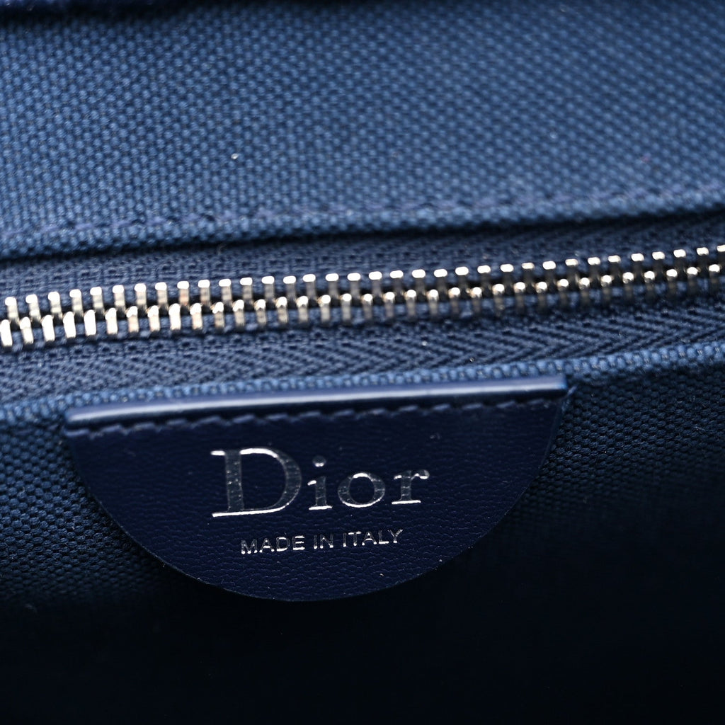 Cotton Toile De Jouy Oblique Embroidered Dior Medaillon Small Book Tote With Strap Blue White