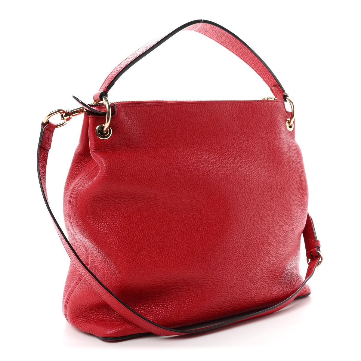 Pebbled Calfskin Large Soho Hobo Tabasco Red