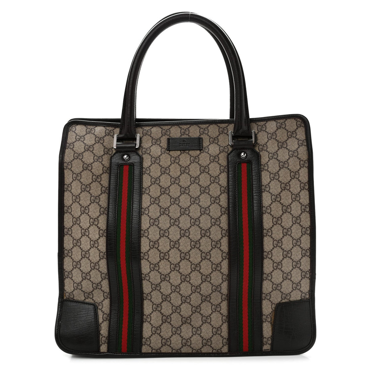 GG Plus Monogram Web Large Tote Dark Brown