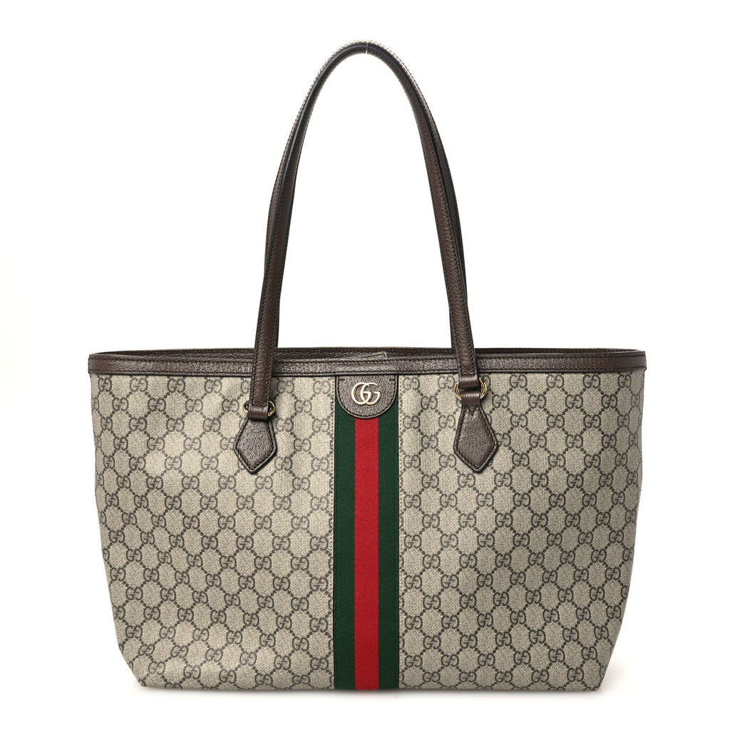 GG Supreme Monogram Medium Ophidia Shopping Tote Brown