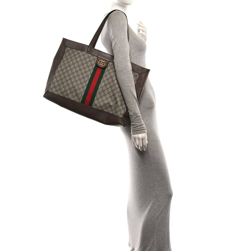 GG Supreme Monogram Web Ophidia Tote Brown