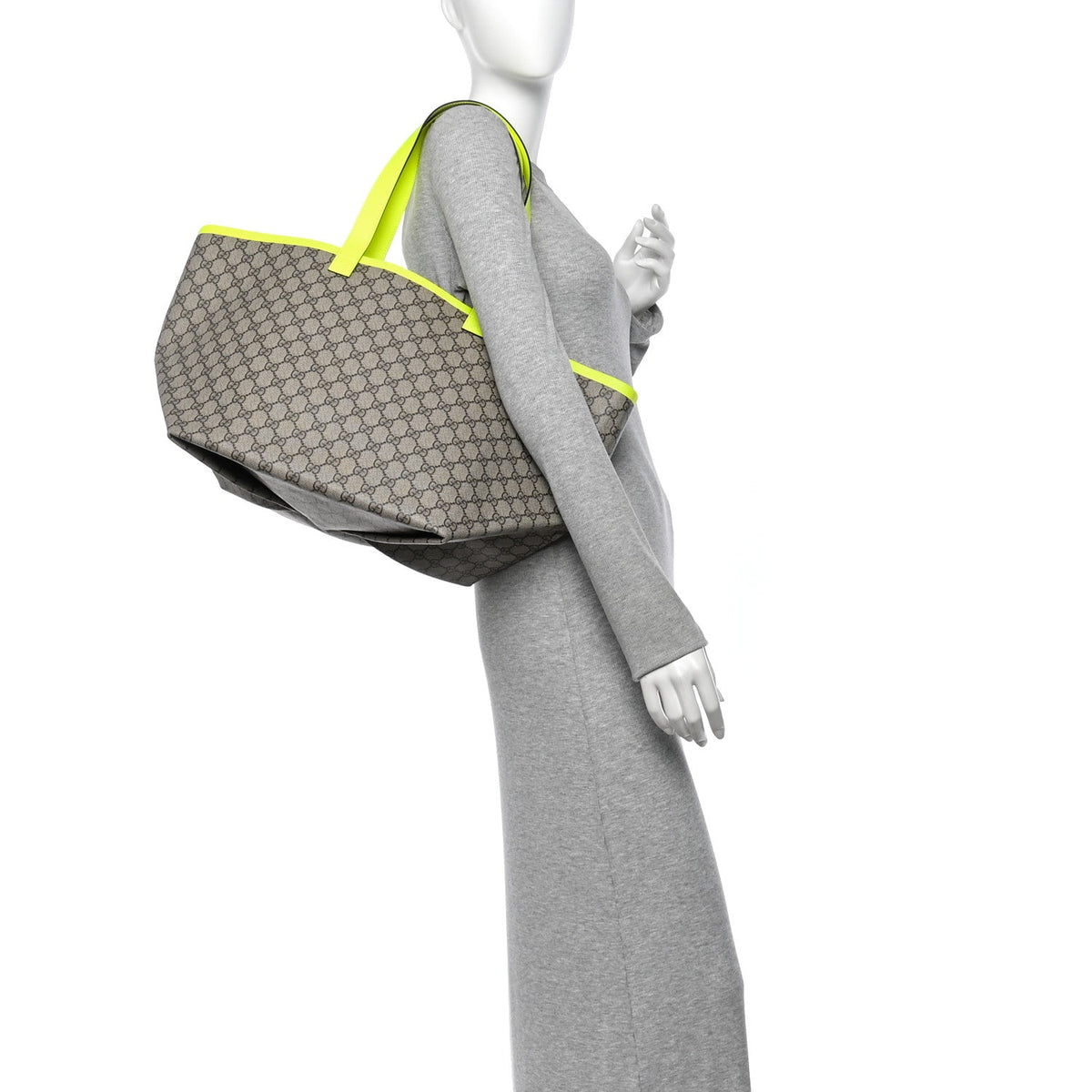 GG Supreme Monogram Medium Totissima Shopping Tote Ebony Beige Yellow
