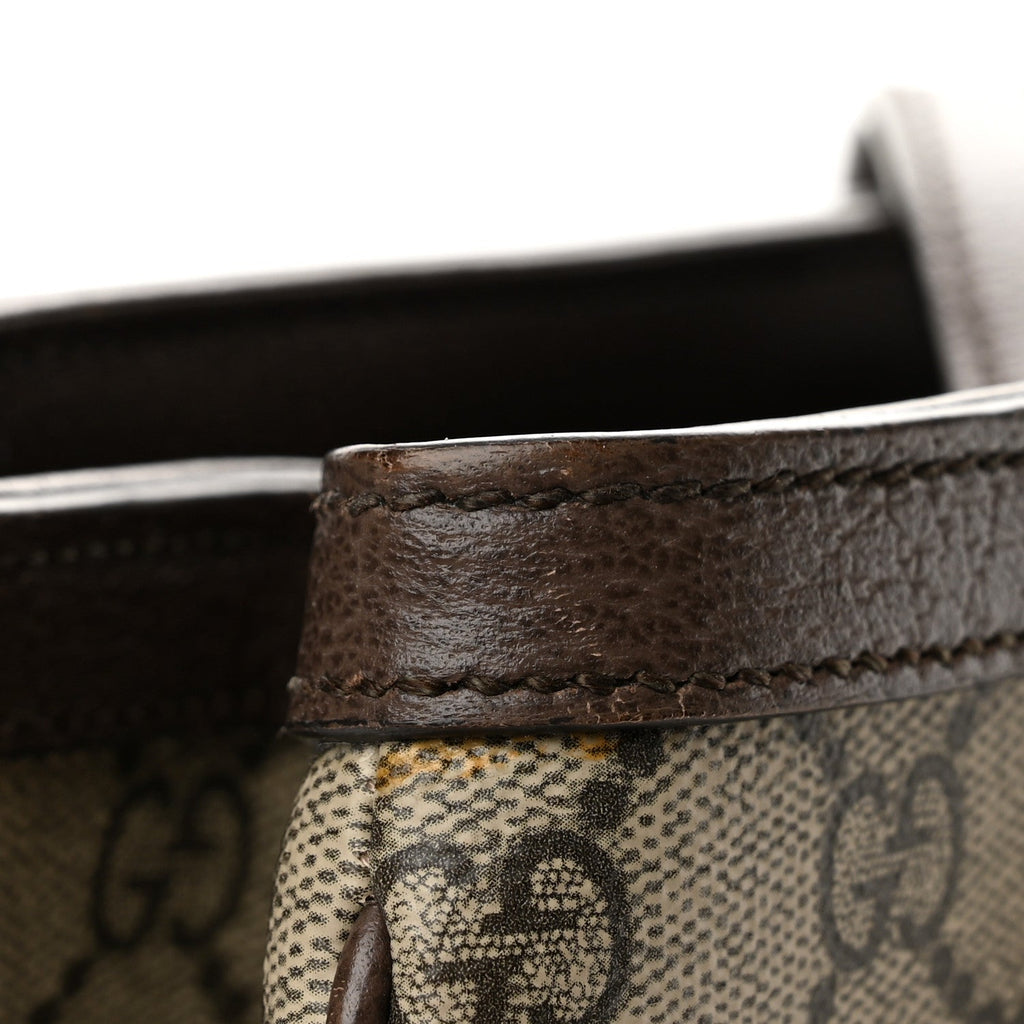 GG Supreme Monogram Web Medium Ophidia Tote Bag Brown