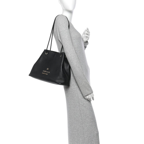 Calfskin Medium Braided Handle Gifford Tote Black