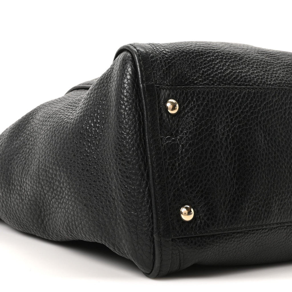 Pebbled Calfskin Medium Soho Shoulder Bag Black