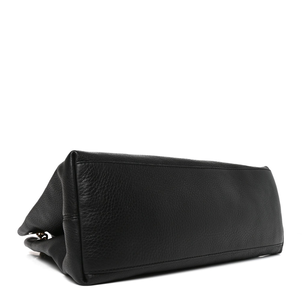 Pebbled Calfskin Medium Soho Chain Shoulder Bag Black