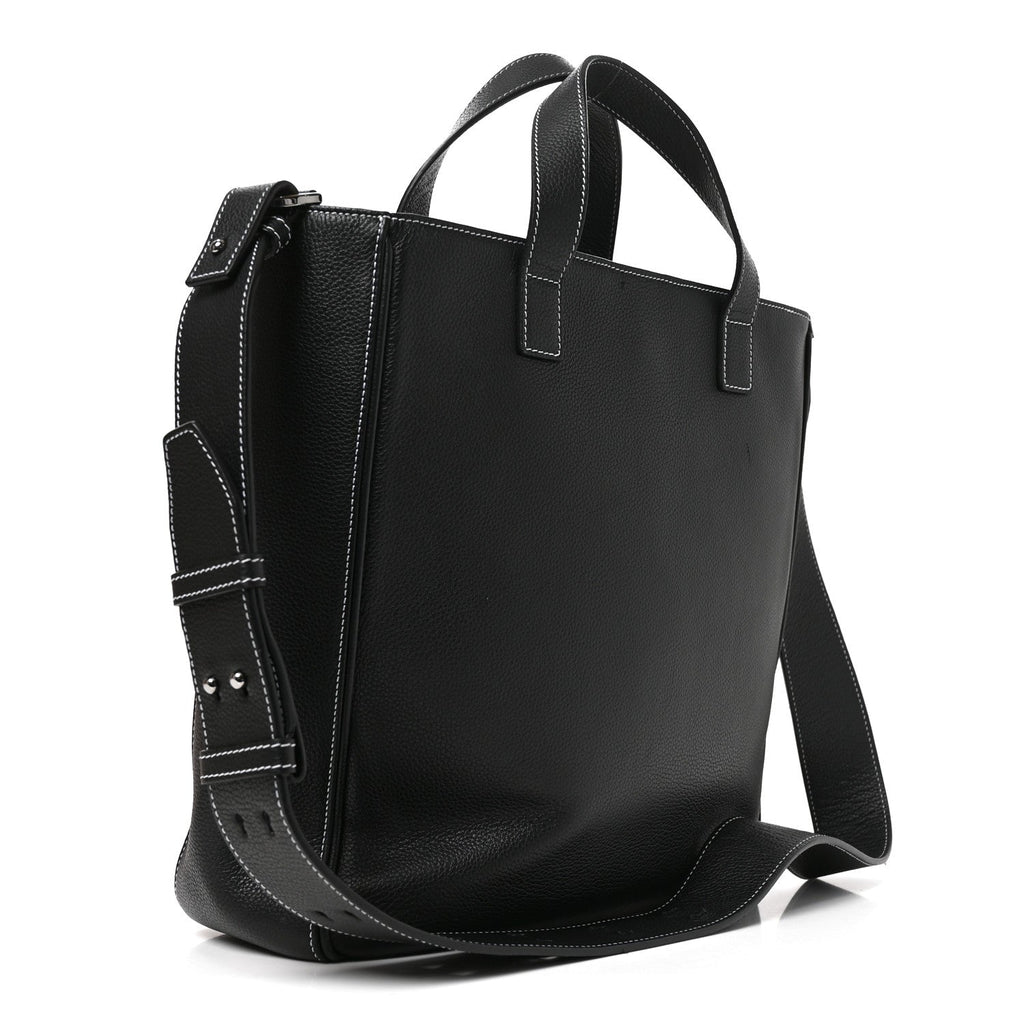 Grained Calfskin Saddle Tote Black