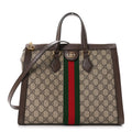 GG Supreme Monogram Web Medium Ophidia Tote Bag Brown