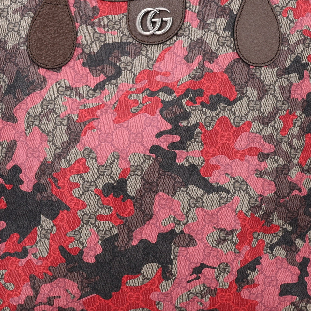 GG Supreme Monogram Camouflage Tote  Pink Red