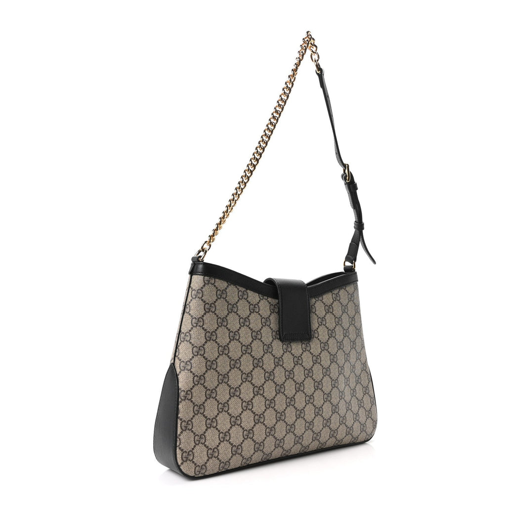 GG Supreme Monogram Medium Padlock Shoulder Bag Black