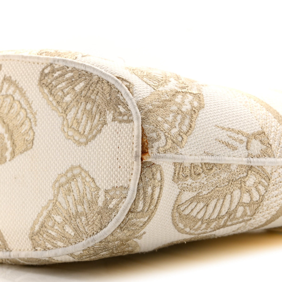 Canvas Embroidered Butterfly Bandana Print Hat Basket  White Gold