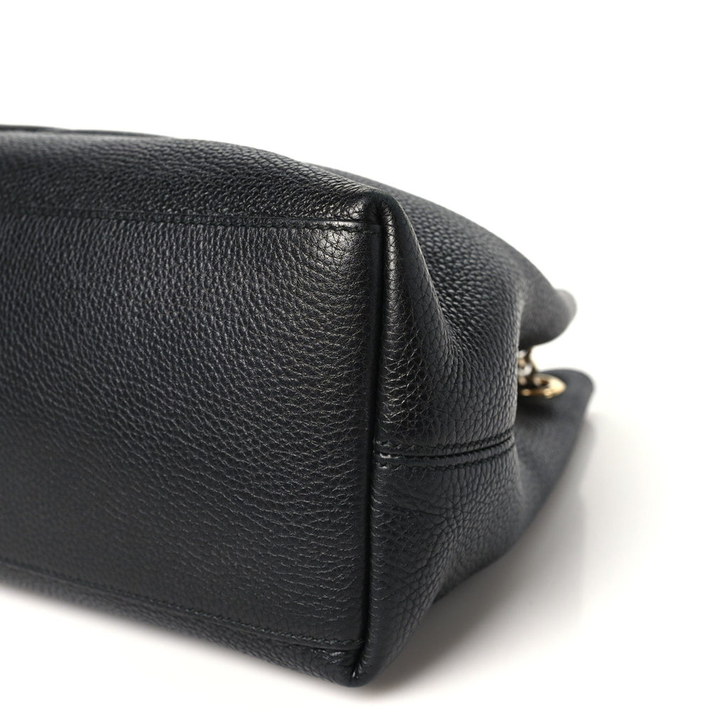 Pebbled Calfskin Medium Soho Chain Shoulder Bag Black