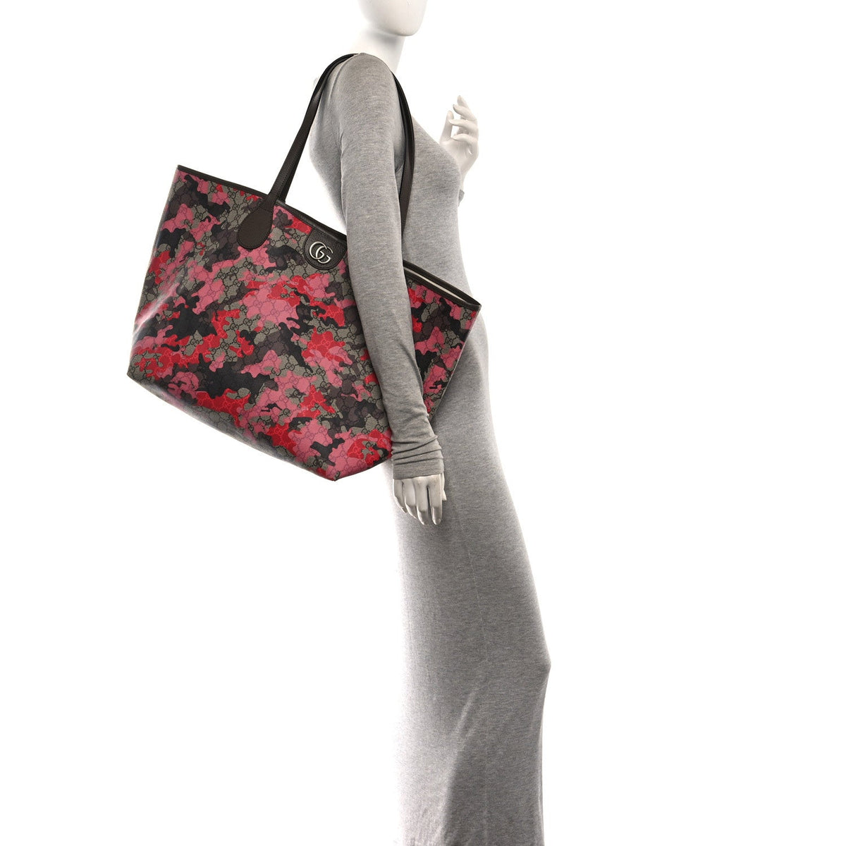 GG Supreme Monogram Camouflage Tote  Pink Red