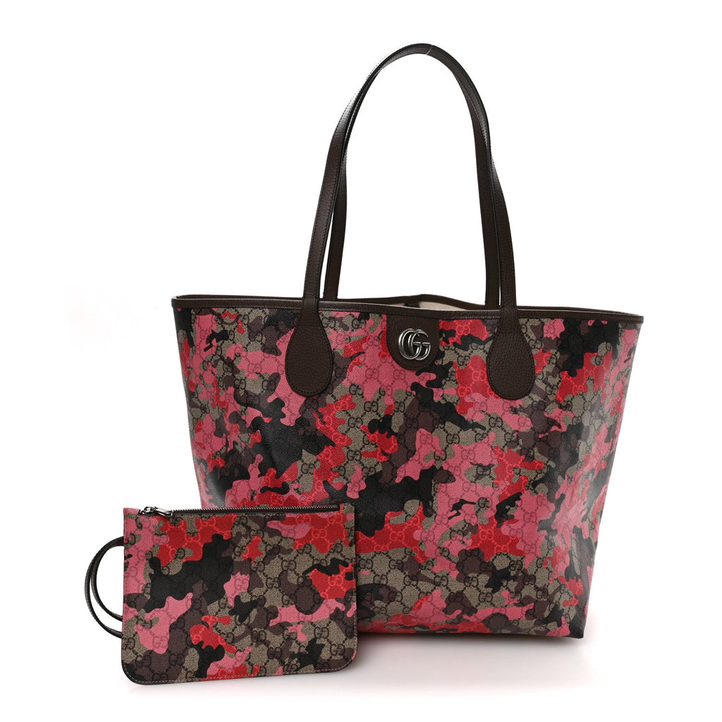 GG Supreme Monogram Camouflage Tote  Pink Red