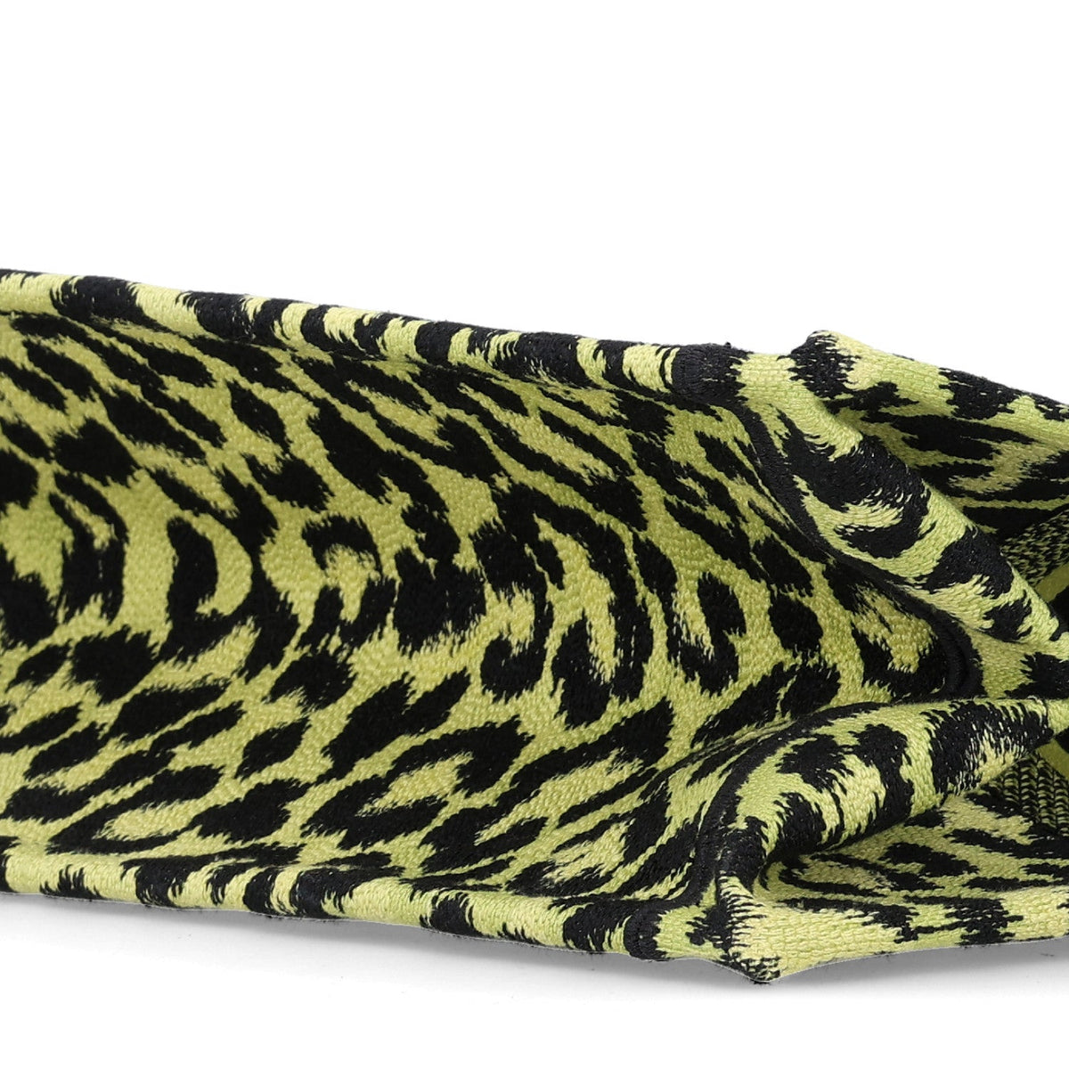 Canvas Mizza Embroidered Medium Leopard Book Tote Lime Pop