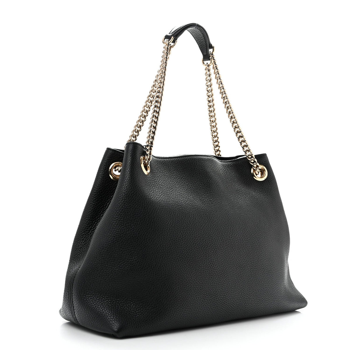 Pebbled Calfskin Medium Soho Chain Shoulder Bag Black