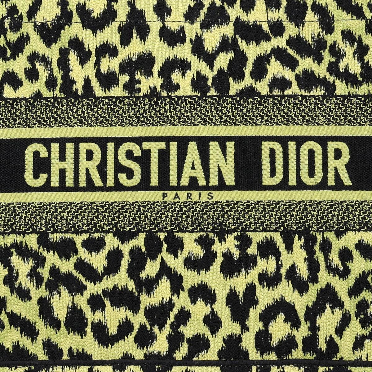 Canvas Mizza Embroidered Medium Leopard Book Tote Lime Pop
