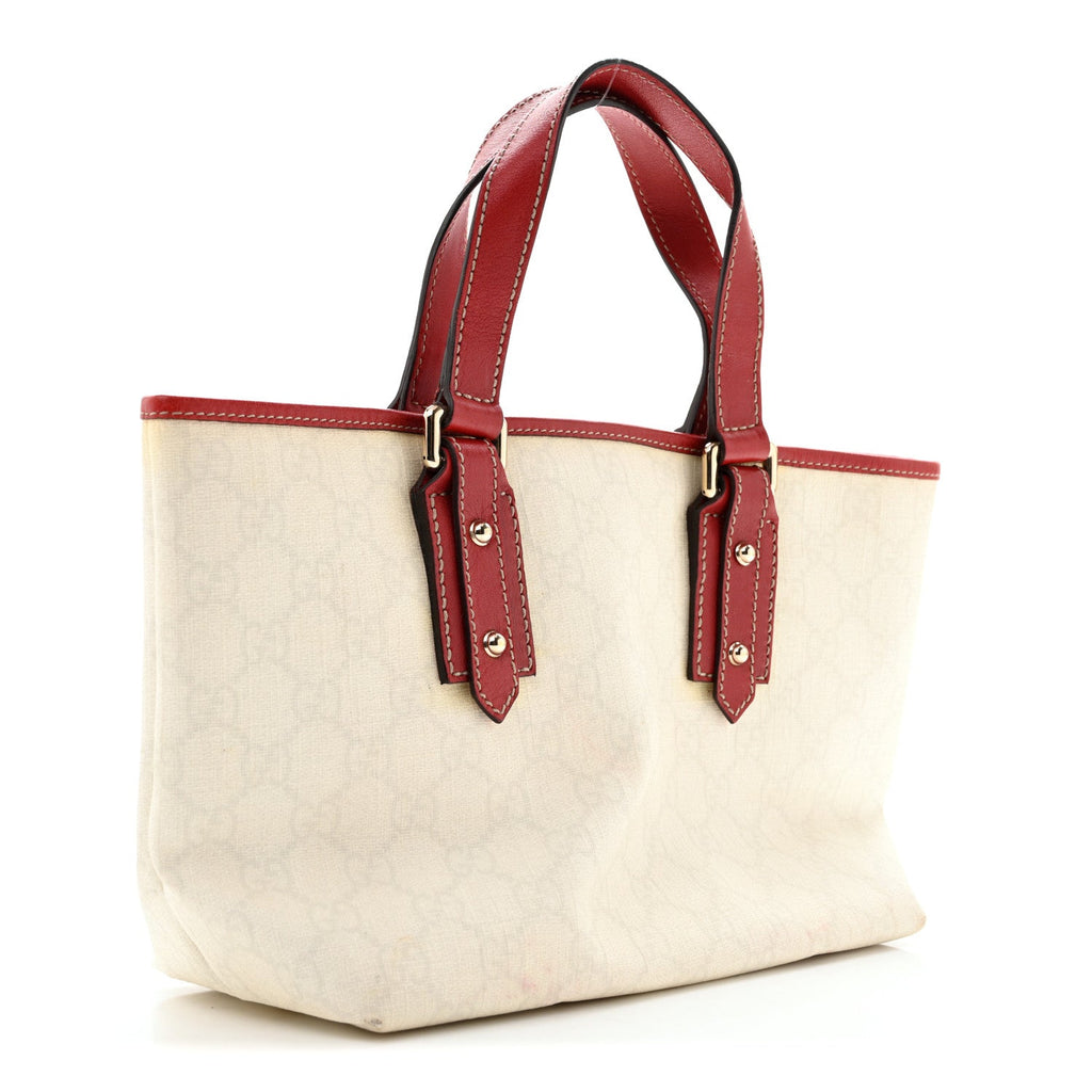 GG Plus Monogram Small Jolicoeur Tattoo Heart Tote Off White Red