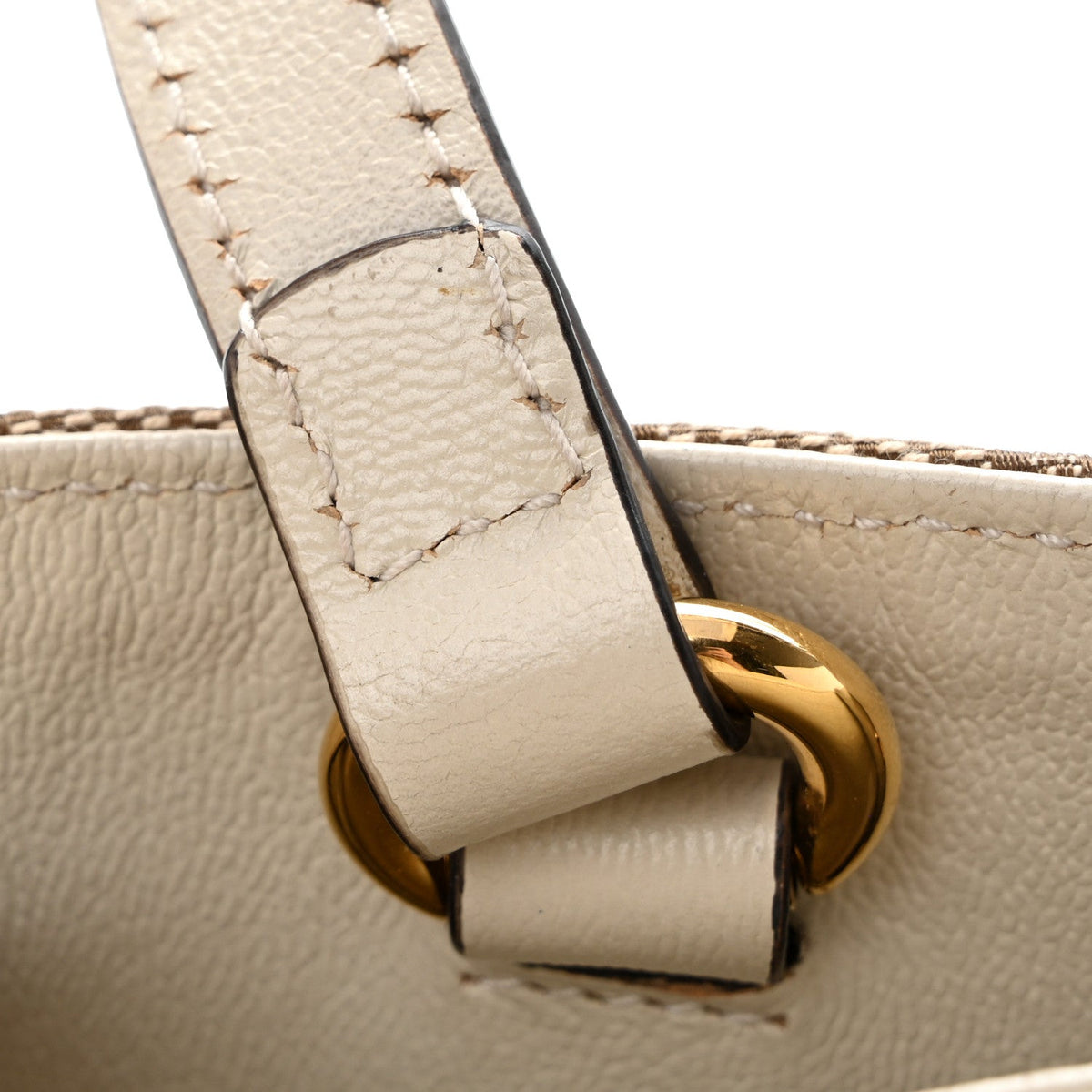 Monogram Calfskin Medium Horsebit 1955 Tote Bag Beige Mystic White