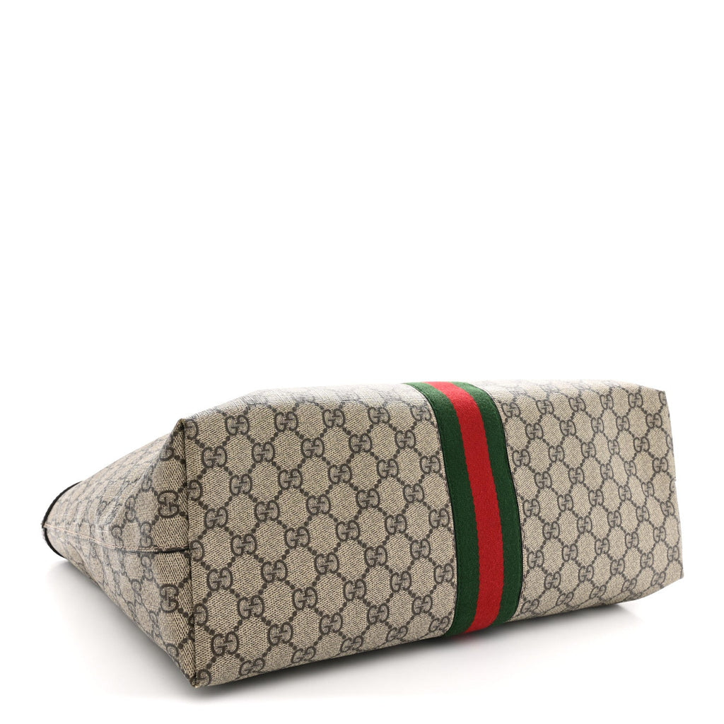 GG Supreme Monogram Medium Ophidia Shopping Tote Brown