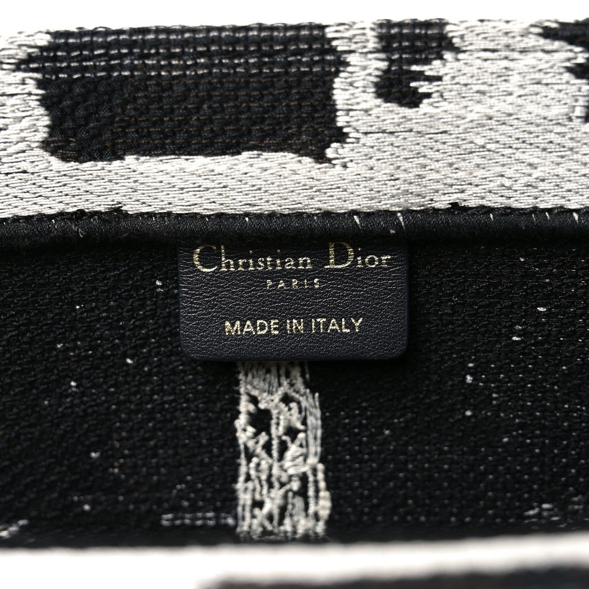 Canvas Embroidered Medium Paris Book Tote Black White