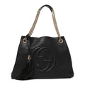 Pebbled Calfskin Medium Soho Chain Shoulder Bag Black