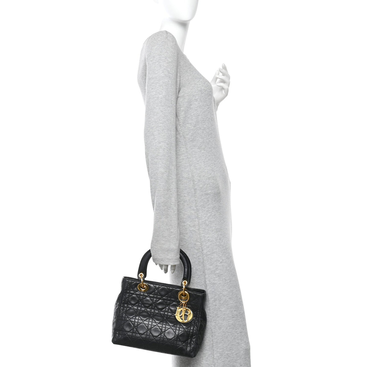 Lambskin Cannage Medium Lady Dior Black