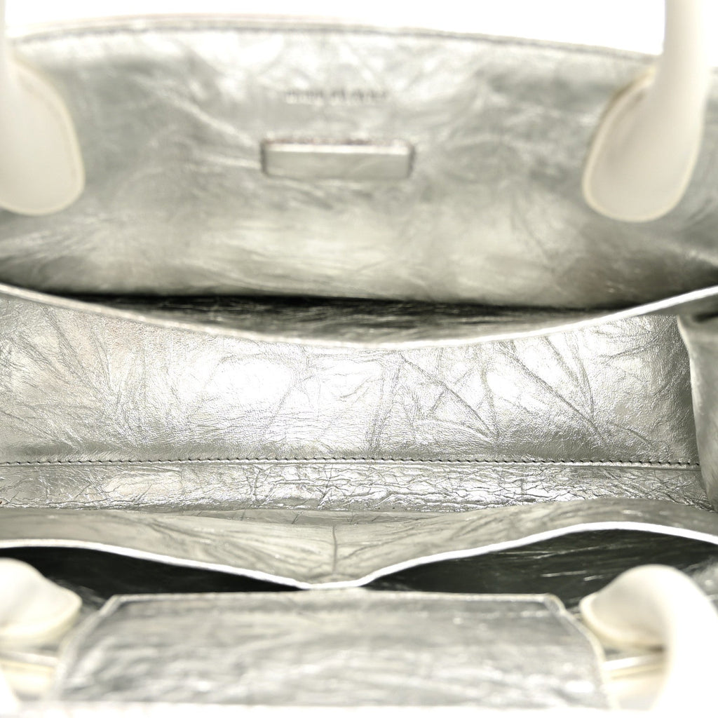 Metallic Calfskin Medium Diorever Flap Silver