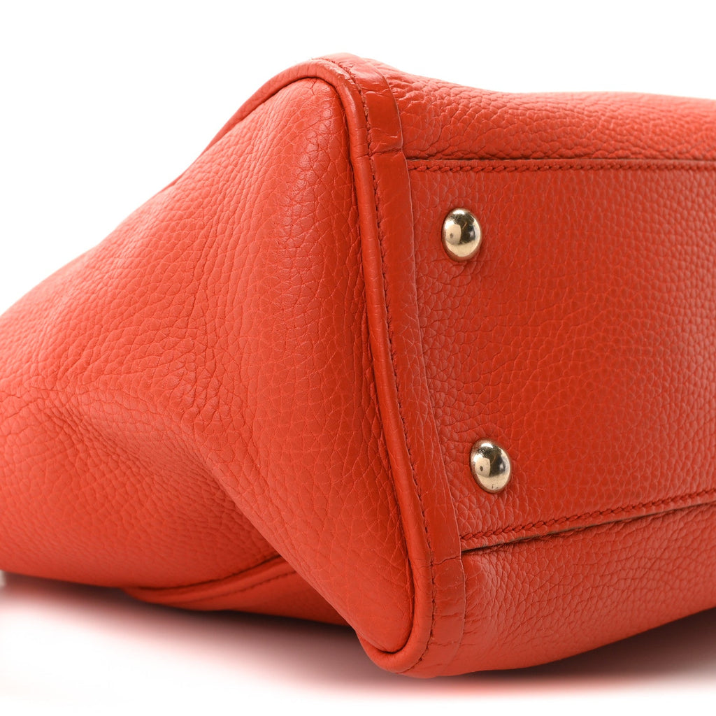 Pebbled Calfskin Small Soho Top Handle Bag Sun Orange