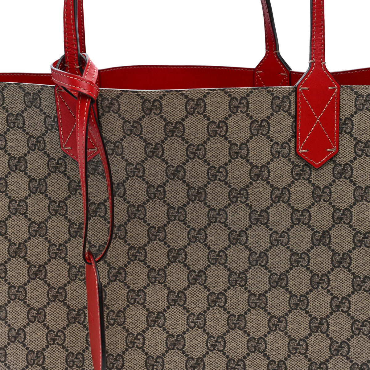 GG Supreme Monogram Medium Reversible Tote Beige Red