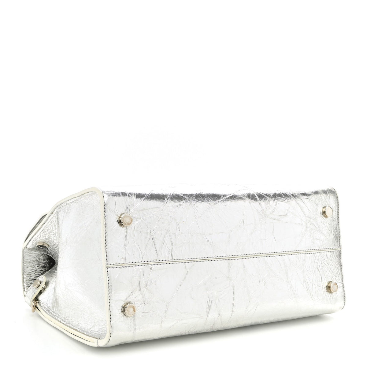 Metallic Calfskin Medium Diorever Flap Silver